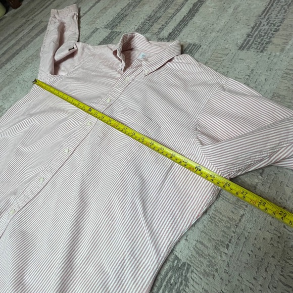 Vintage USA Brooks Brothers Shirt Men Red Stripe Long Sleeve Supima Cotton 17 34 - Picture 6 of 7